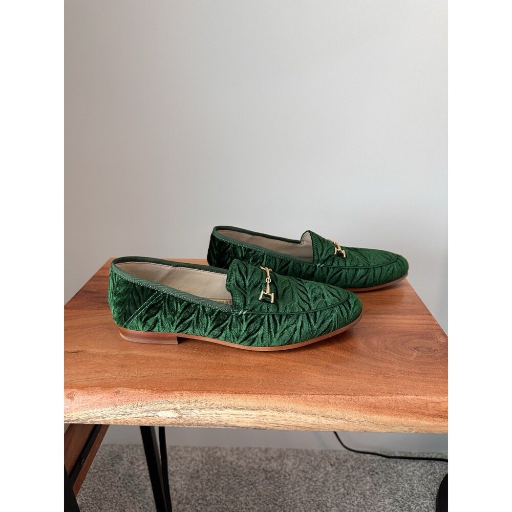 Sam Edelman Loraine Green Crushed Velvet Horsebit Loafers Shoes 7 Academia - Picture 3 of 7